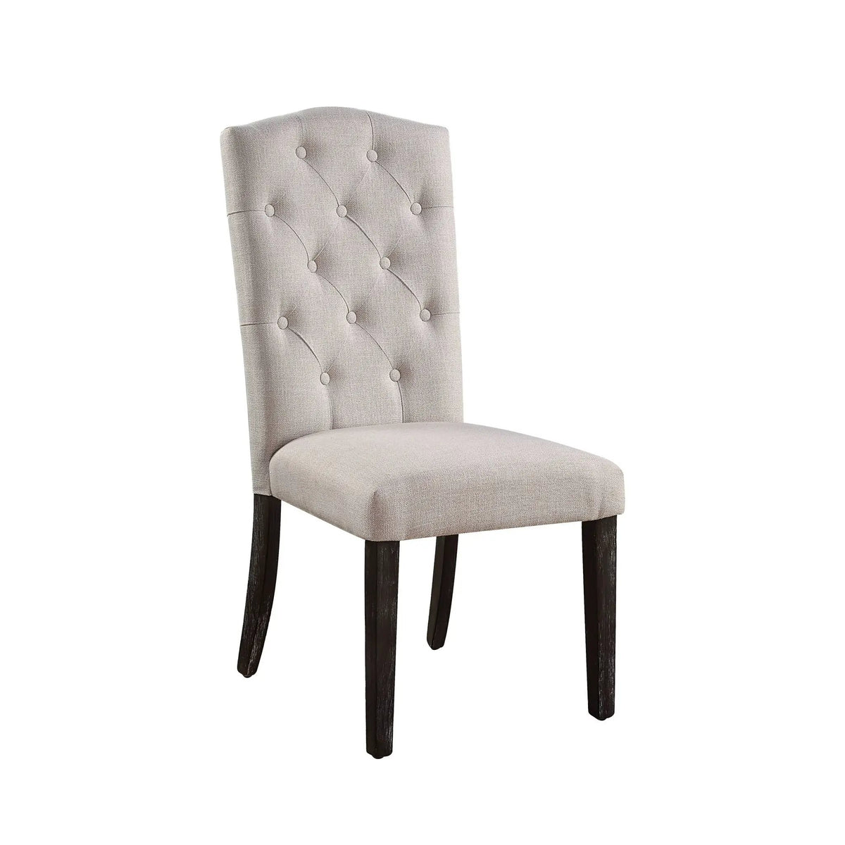Gerardo Linen Dining Chairs | Set Of 2 | Beige | Weathered Finish