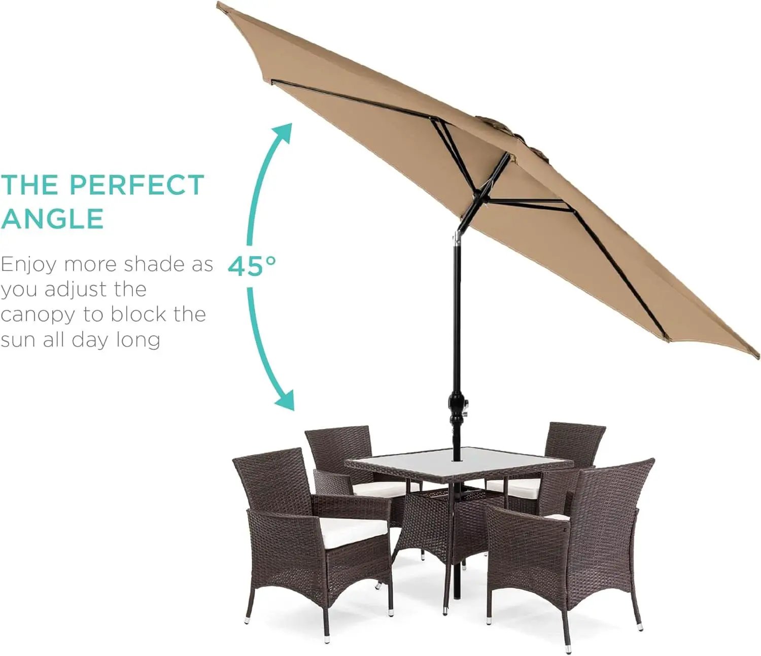 10 Foot Outdoor Steel Polyester Patio Umbrella Tan With Crank Tilt And Table Compatible from PriceLows™