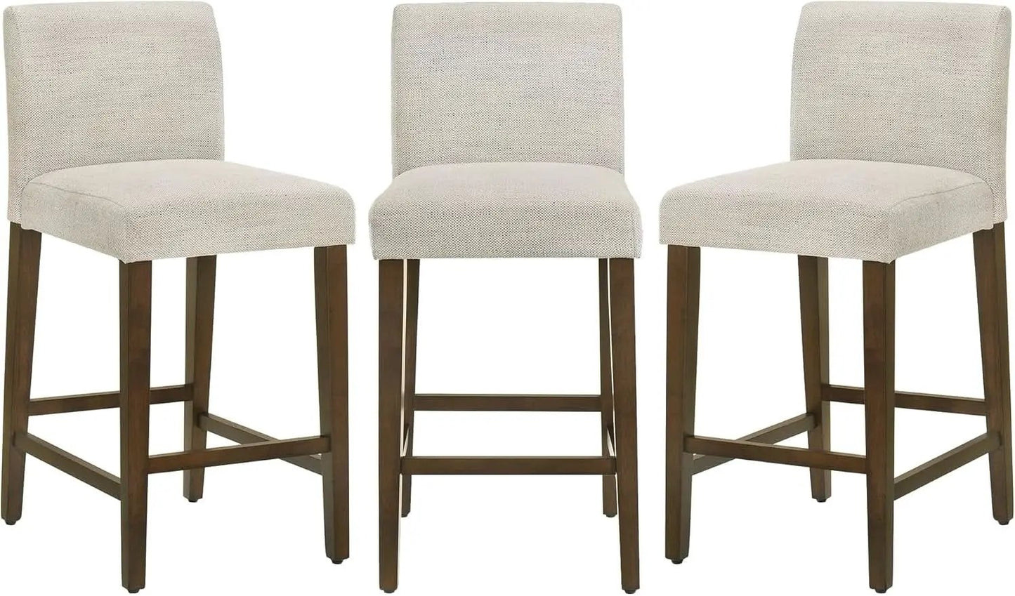 Ivory Upholstered Counter Height Bar Stools Set of Three from PriceLows™
