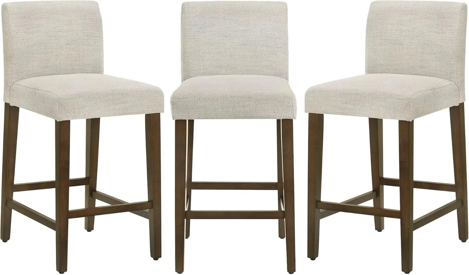 Ivory Upholstered Counter Height Bar Stools Set of Three from PriceLows™