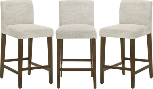 Ivory Upholstered Counter Height Bar Stools Set of Three from PriceLows™