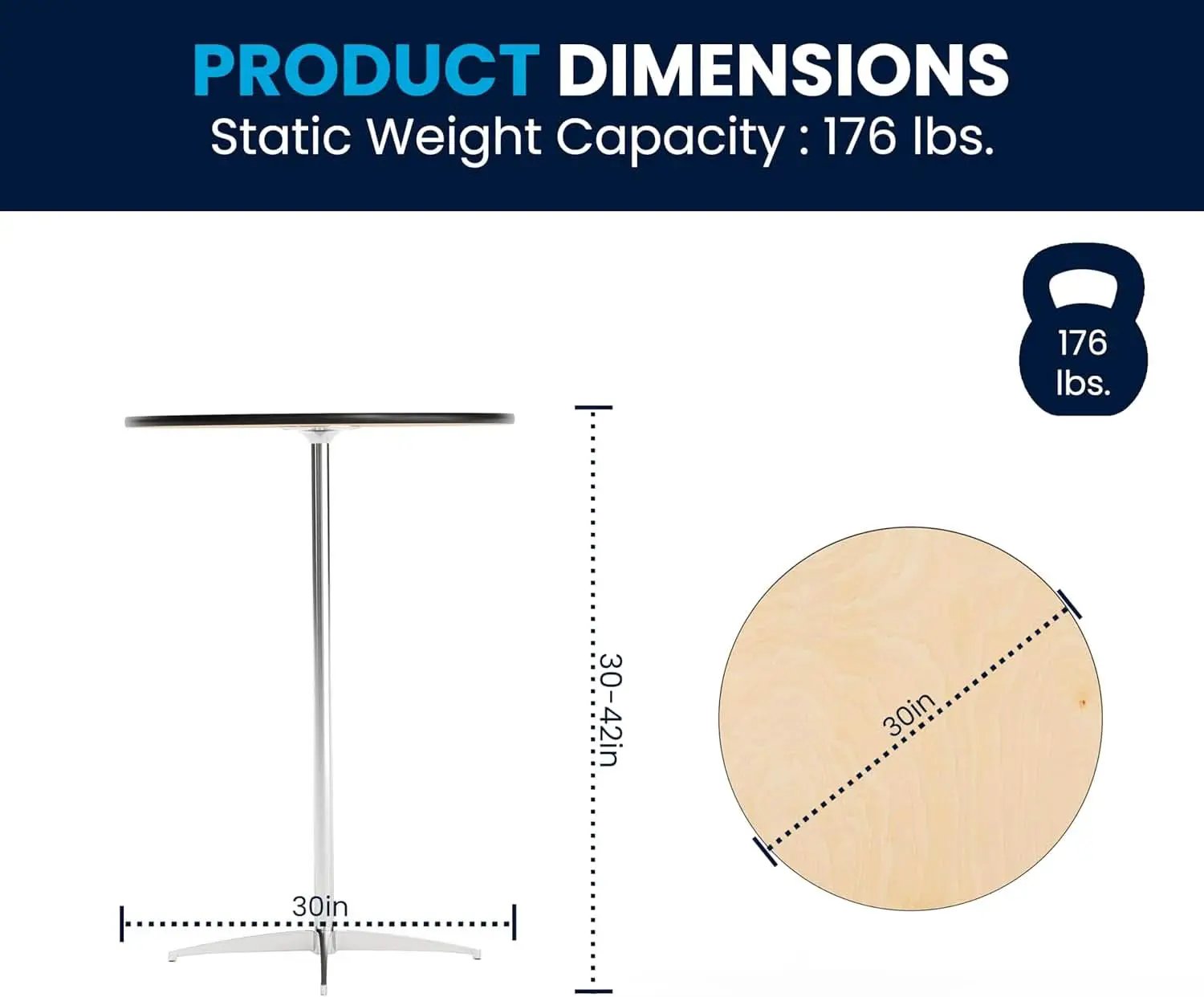 Natural Birch Wood Round Cocktail Table Adjustable from PriceLows™