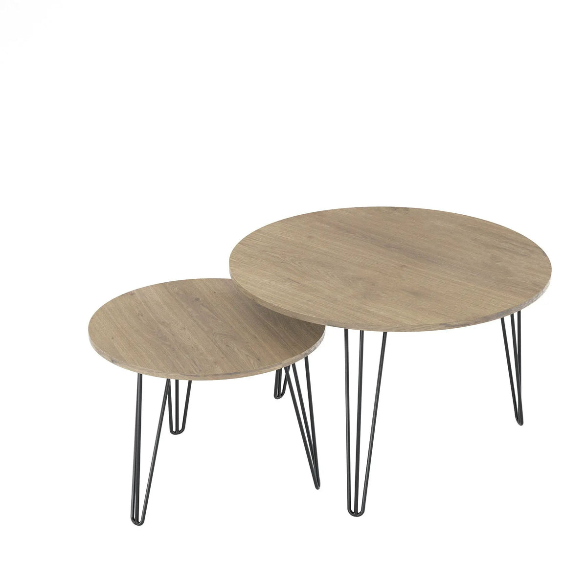 Round Nesting Coffee Table | Faux Marble Top | Steel Base | Set Of 2