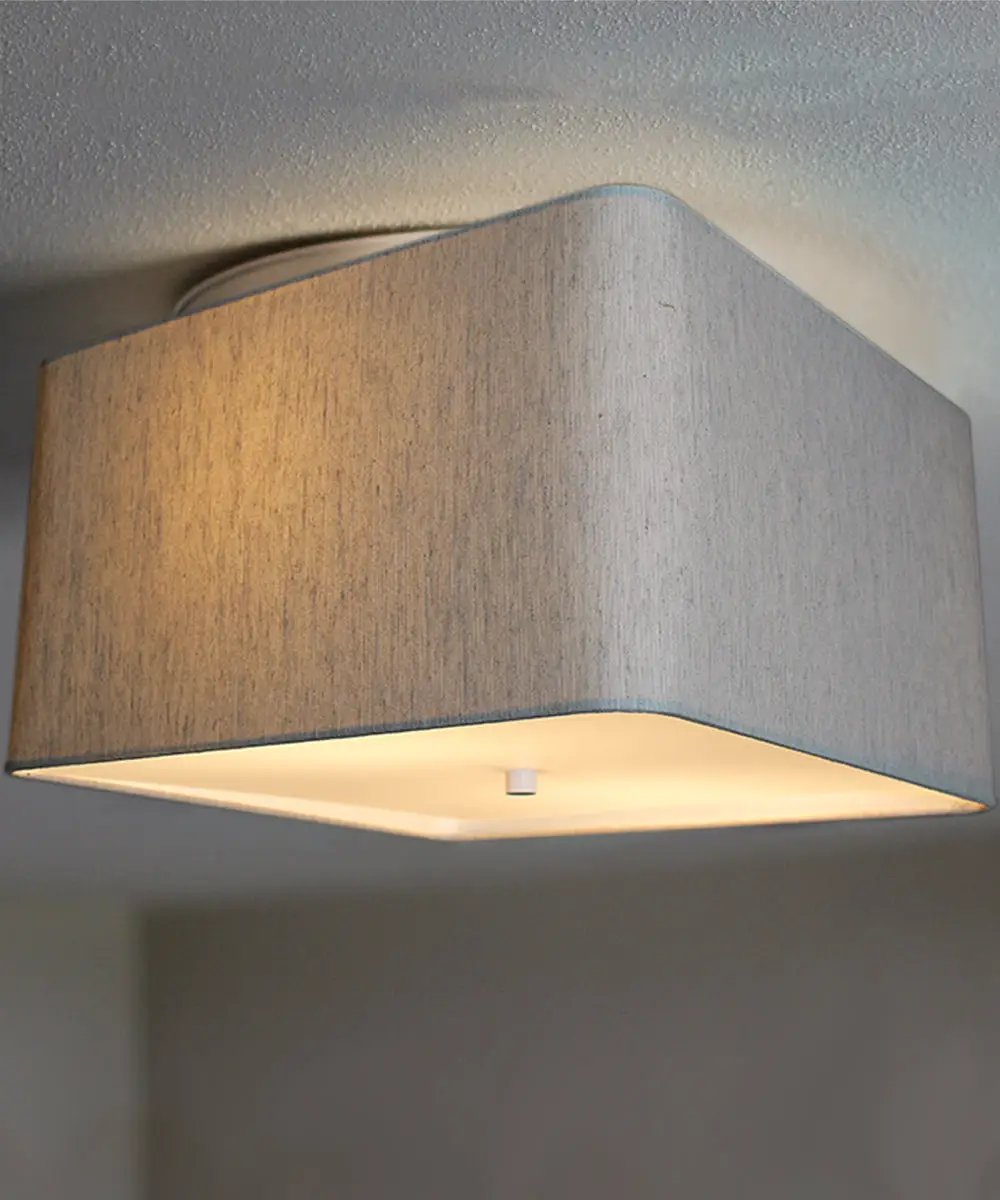 Flush Mount Conversion Kit | 14 Inch Wide | Oatmeal Square Drum Shade