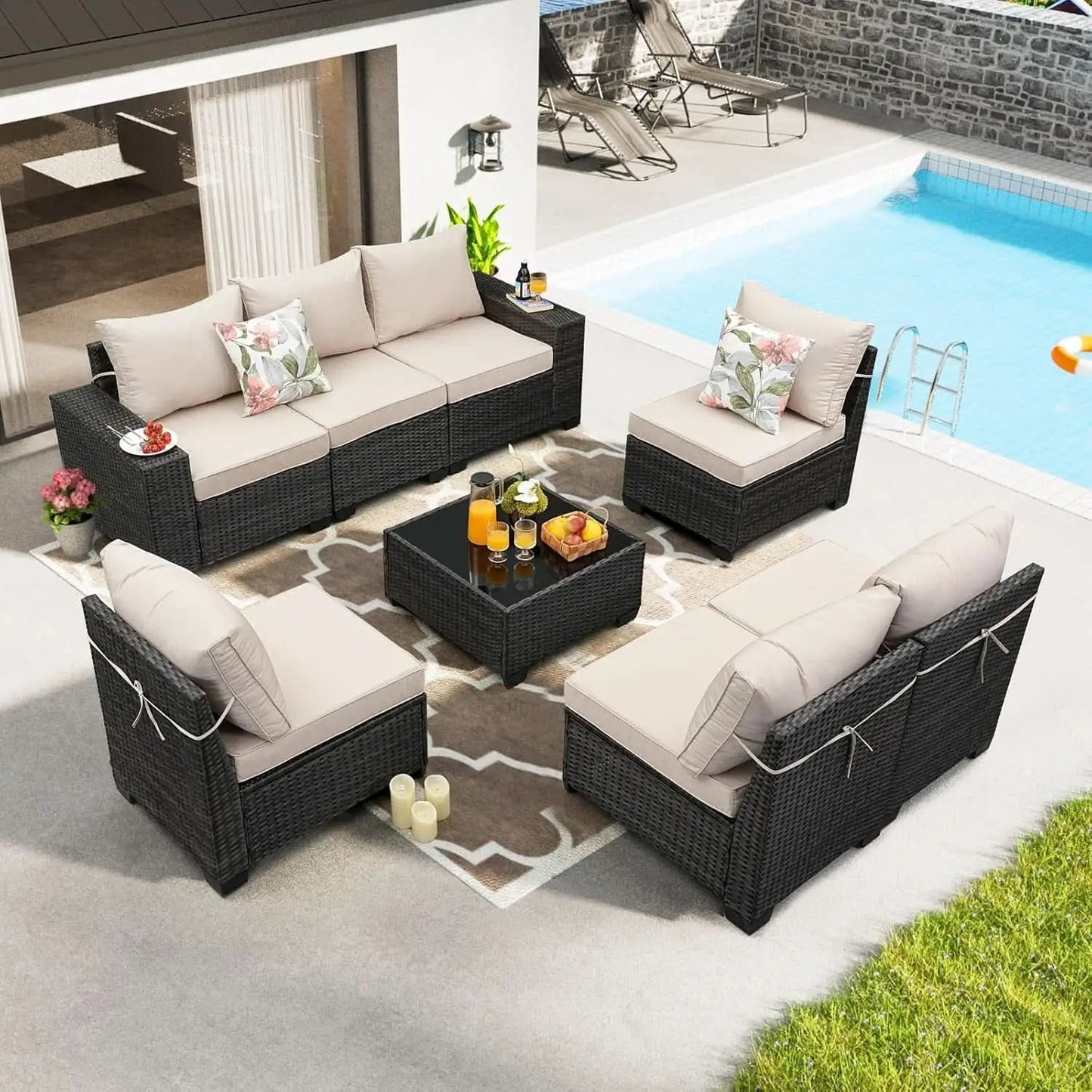 All-Weather Wicker Outdoor Sectional Sofa Set with Cushions from PriceLows™