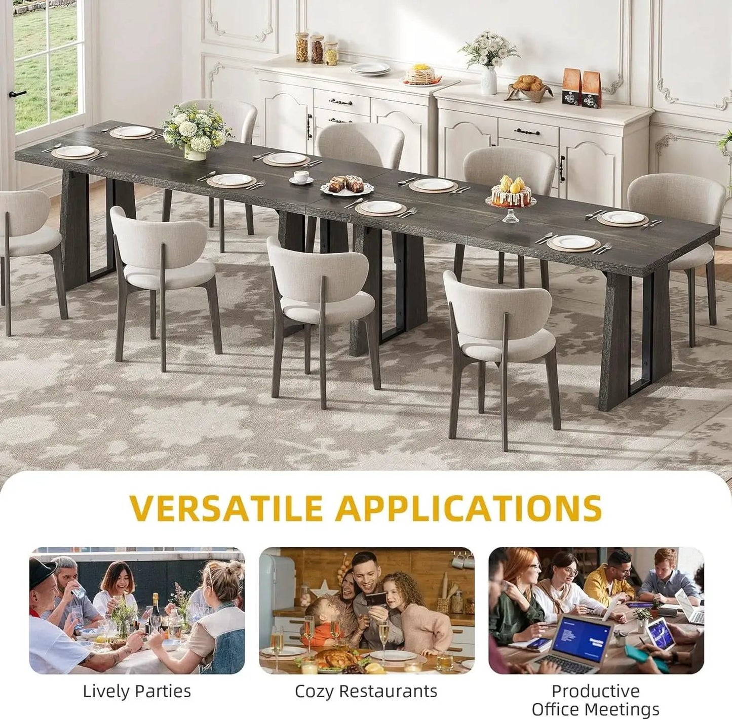 Rectangular Dining Table 70 Inch Rustic Grey For Six To Eight from PriceLows™