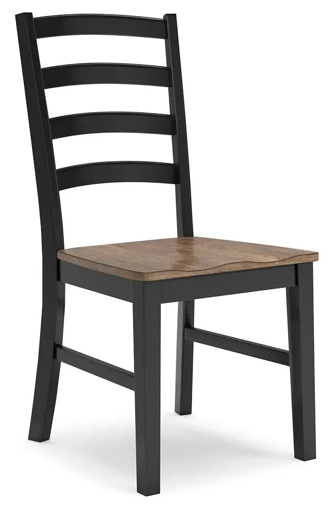 Dining Side Chair | Ladderback Design | Set Of 2 | Brown And Black