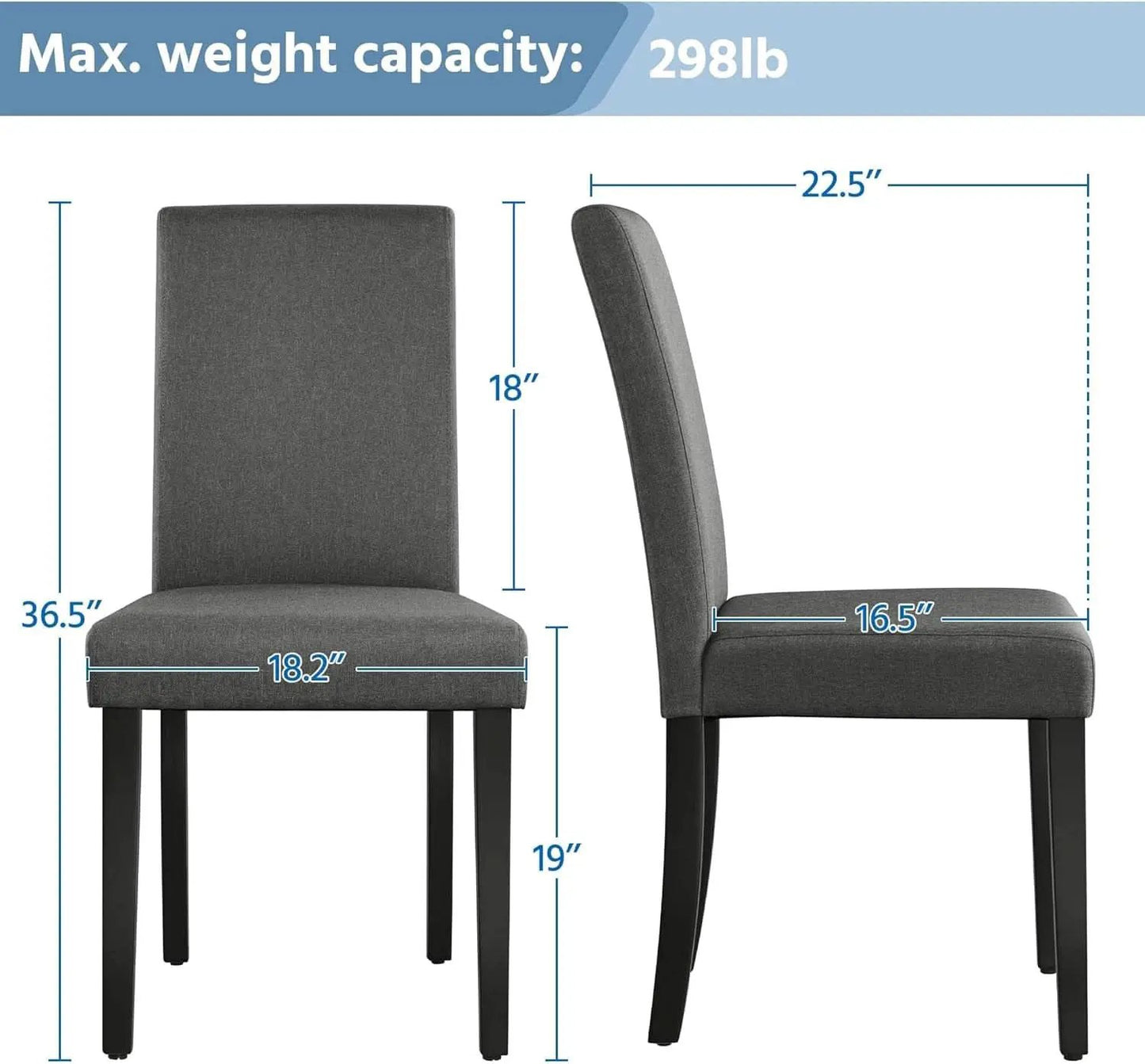 Dark Grey Upholstered Dining Chairs Set Of 4 With Wood Legs from PriceLows™