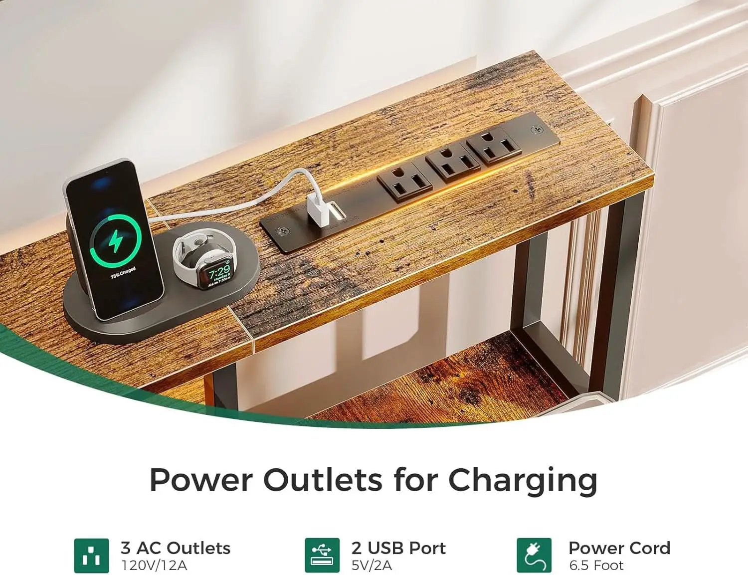 48-Inch Computer Desk With LED Strip And Power Strip from PriceLows™