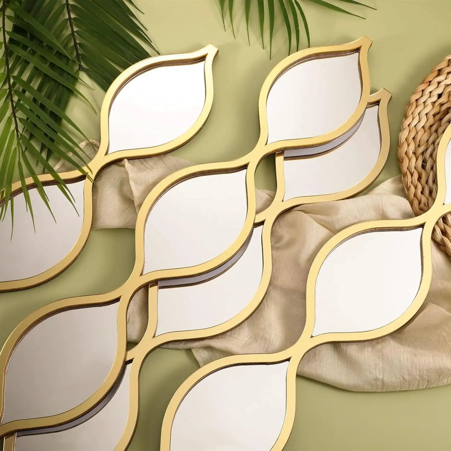 Gold Teardrop Mirror Wall Art 4 Piece Set Long Narrow Hanging Decor from PriceLows™