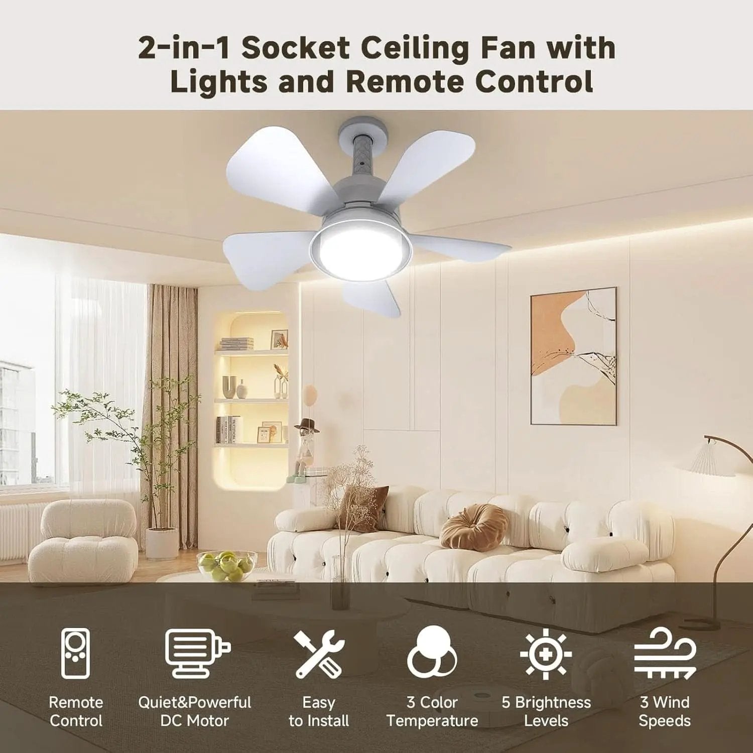 Ceiling Fan With Lights Remote Dimmable LED 3000K 6000K from PriceLows™