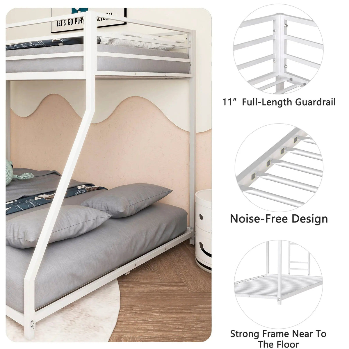 Adam Bunk Bed | 3 Pieces | Metal | Bedroom