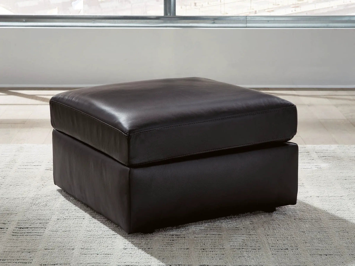 Accent Ottoman | Oversized | Top Grain Leather | Black