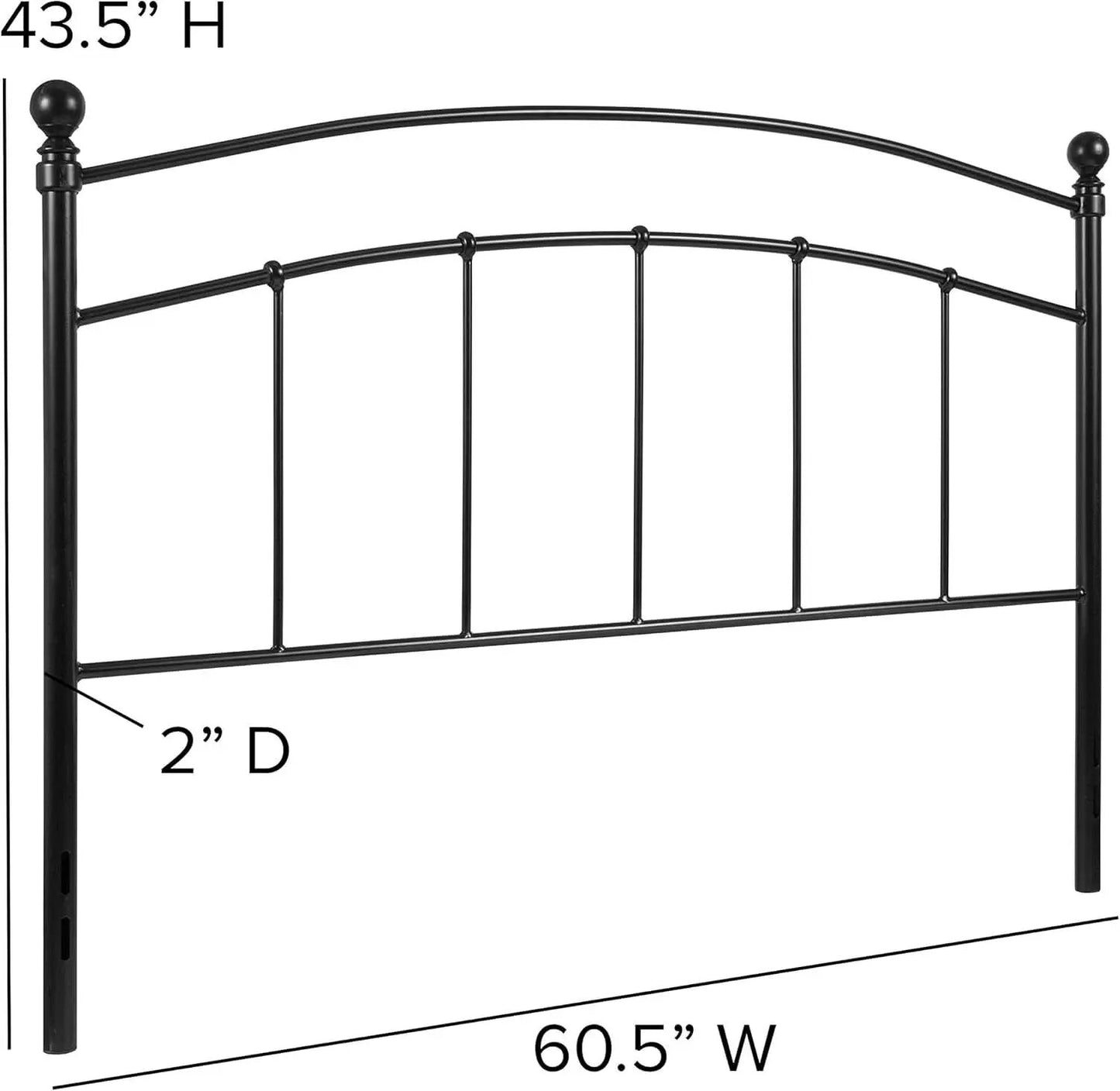 Contemporary Black Metal Queen Size Headboard with Support from PriceLows™
