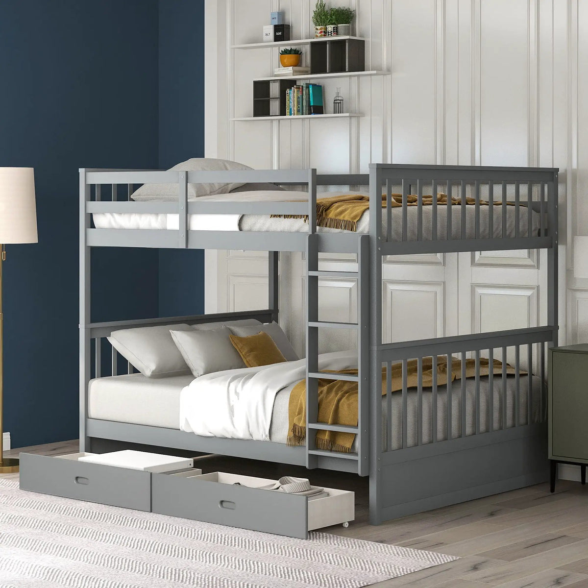 Bunk Bed With Ladders | 2 Storage Drawers | Space-Saving Design | Sleepover Ready