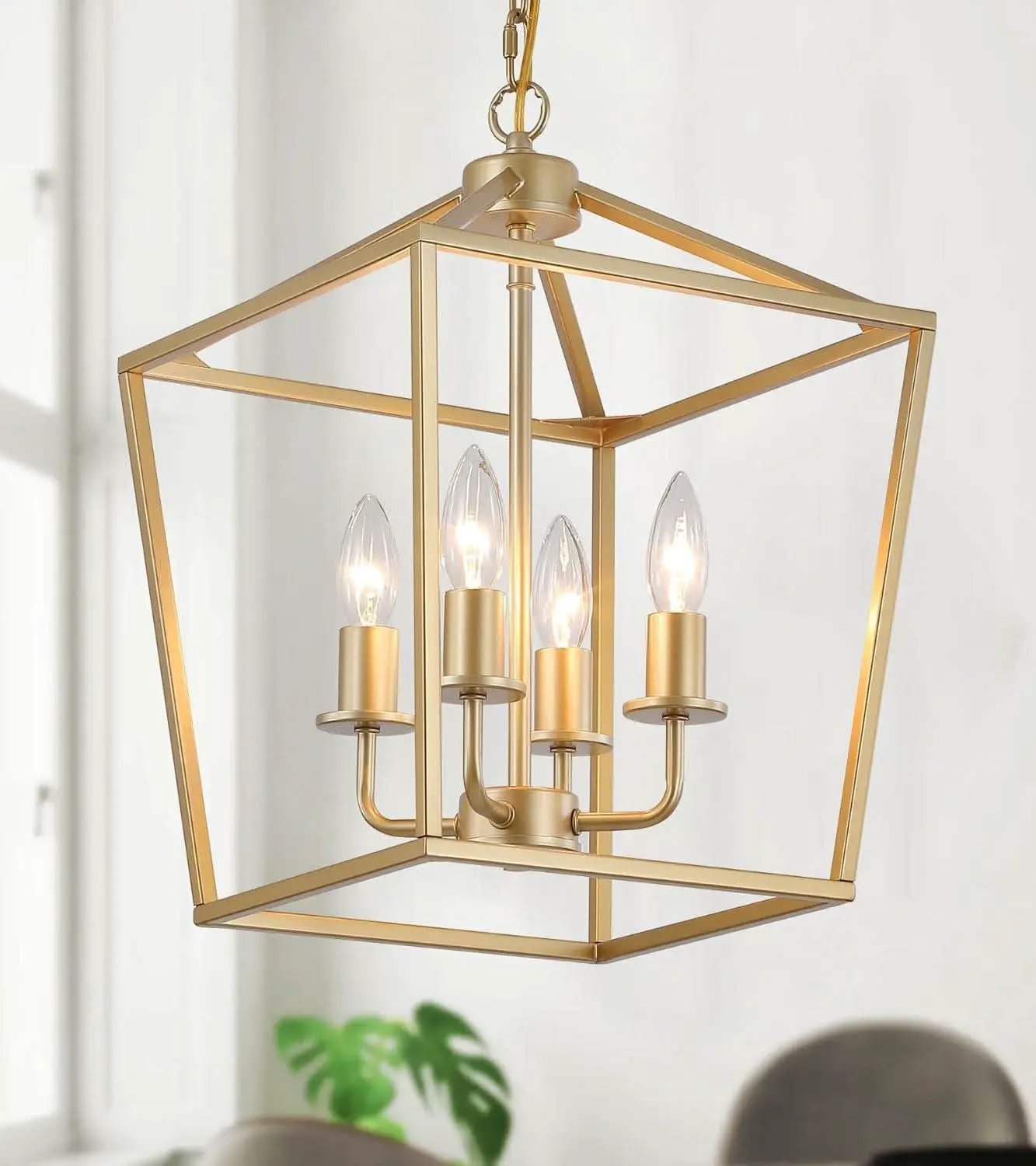Industrial Gold Four Light Chandelier Lantern Fixture from PriceLows™