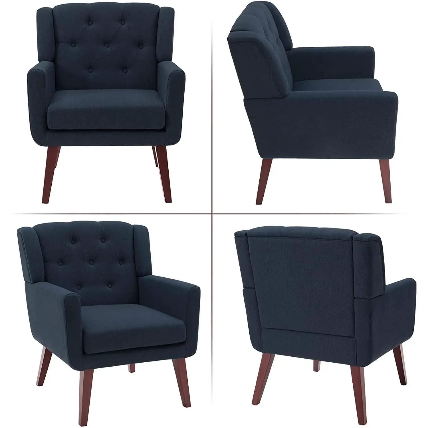 Button Tufted Swivel Accent Chair With Leather Upholstery from PriceLows™