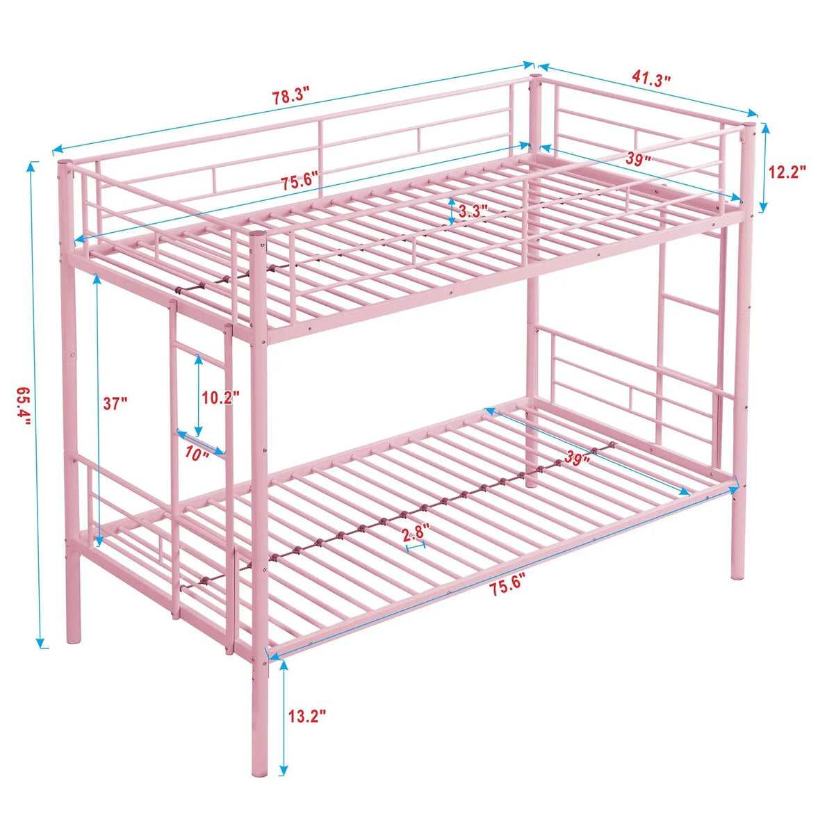 Bunk Bed With Trundle | Heavy Duty Steel | Space Saving | Twin Top