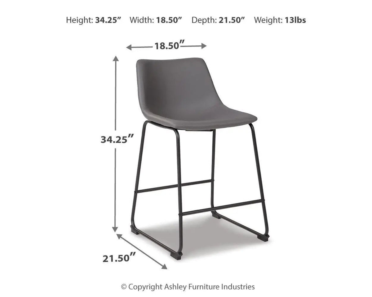 Centiar Upholstered Barstool | Set Of 2 | Contoured Bucket Seat | Tubular Metal Base