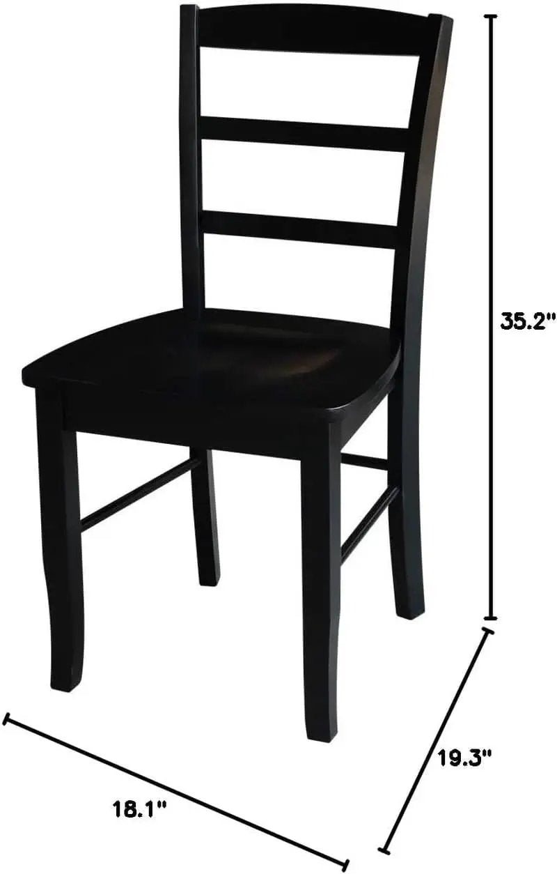 Set Of 2 Black Madrid Ladderback Dining Chairs For Kitchen