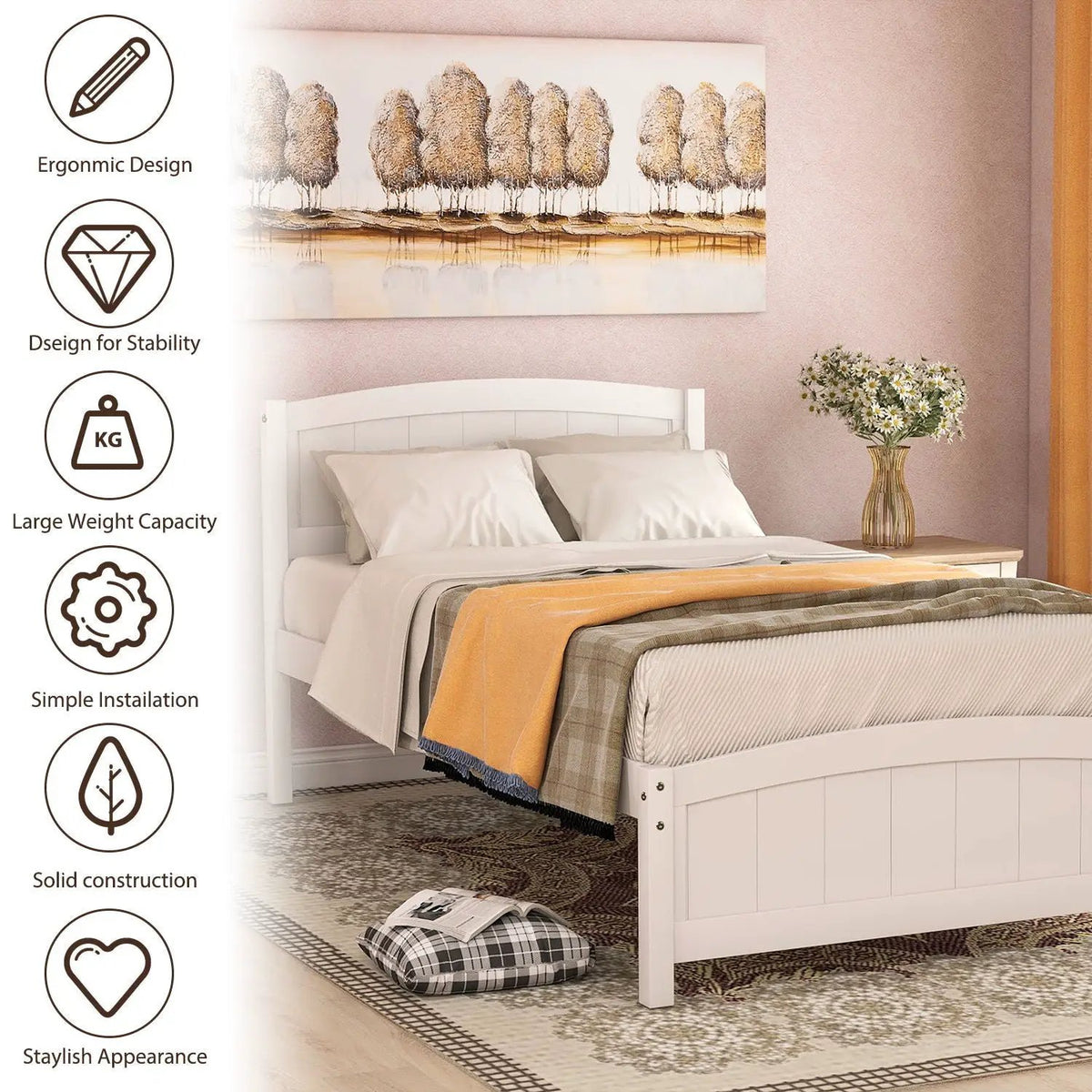 Wood Platform Bed | Headboard And Footboard | Slat Support | Minimalist Style