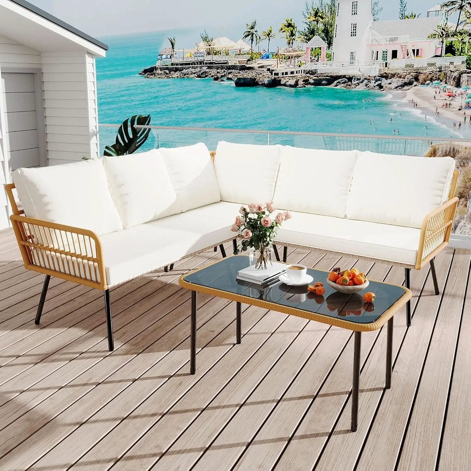 Wicker Patio Furniture Set with Cushions for Outdoor from PriceLows™