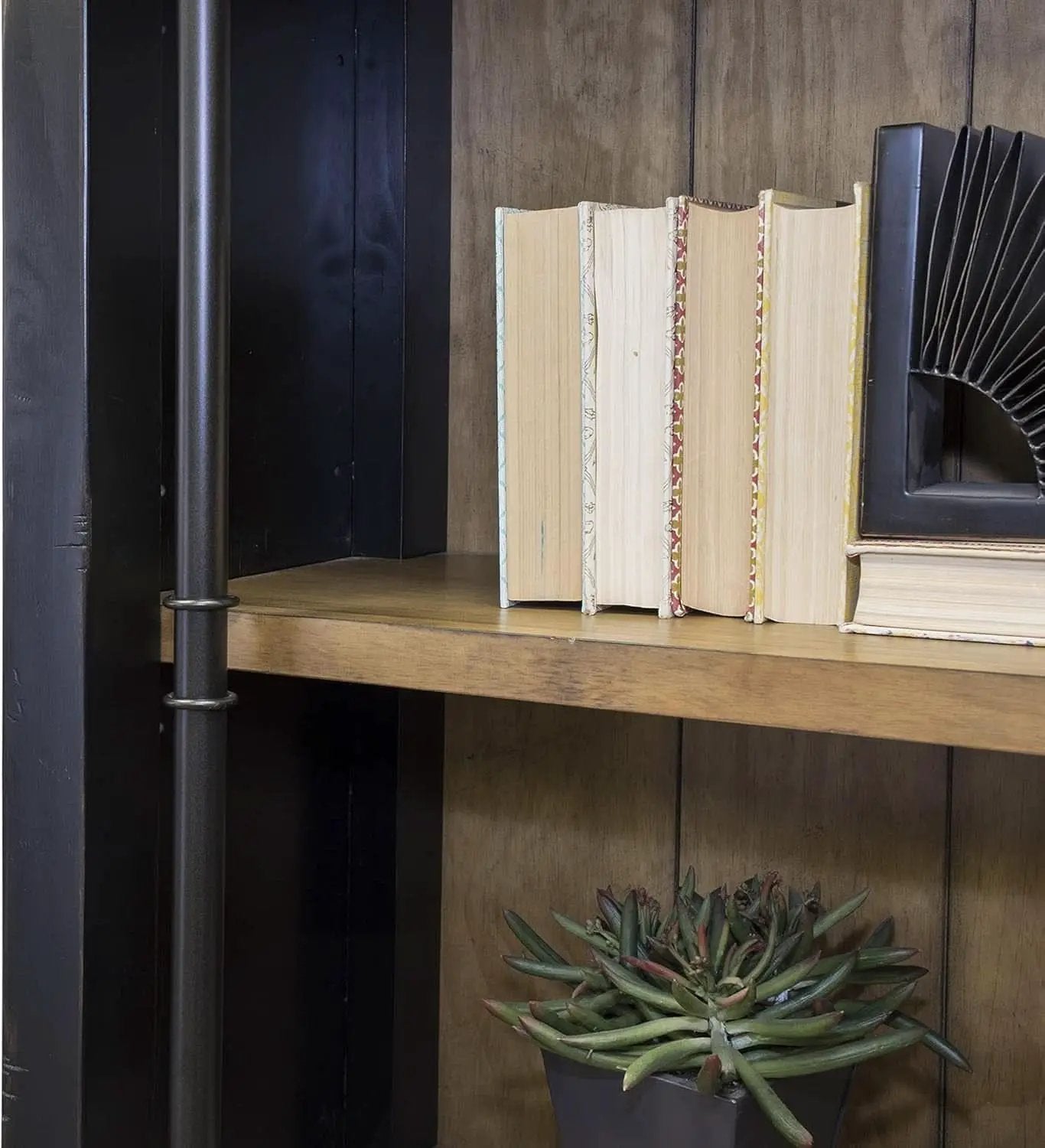 8 Foot Tall Bookcase Wall With Ladder Display Shelf Black from PriceLows™