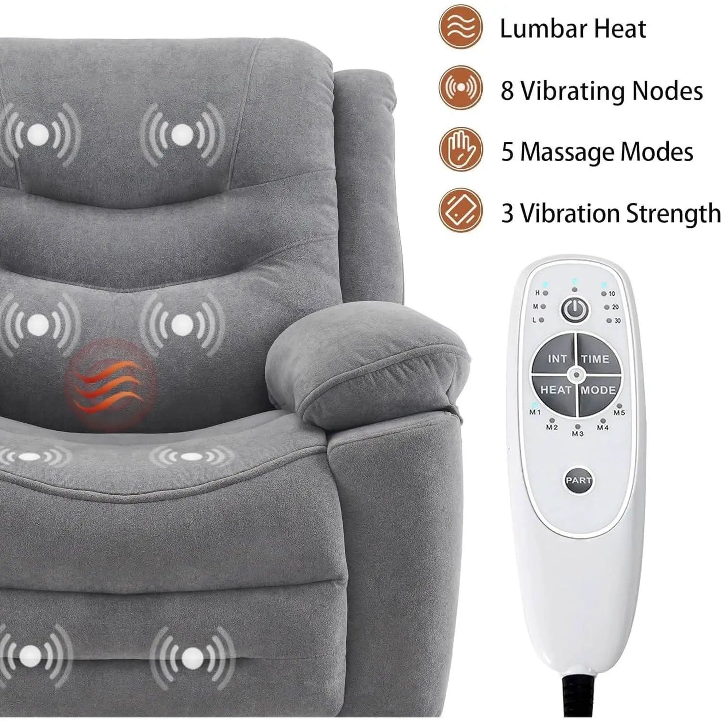 Grey Swivel Recliner With Massage And Heat Therapy from PriceLows™