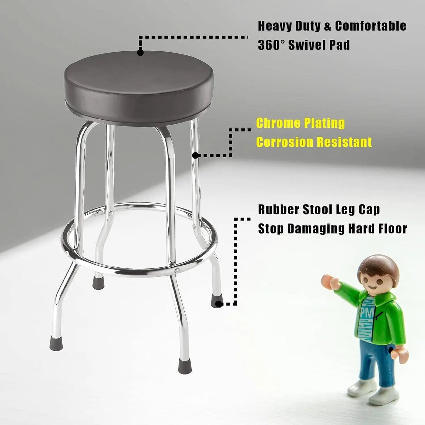 Swivel Bar Stool Padded Black For Garage And Home Use from PriceLows™