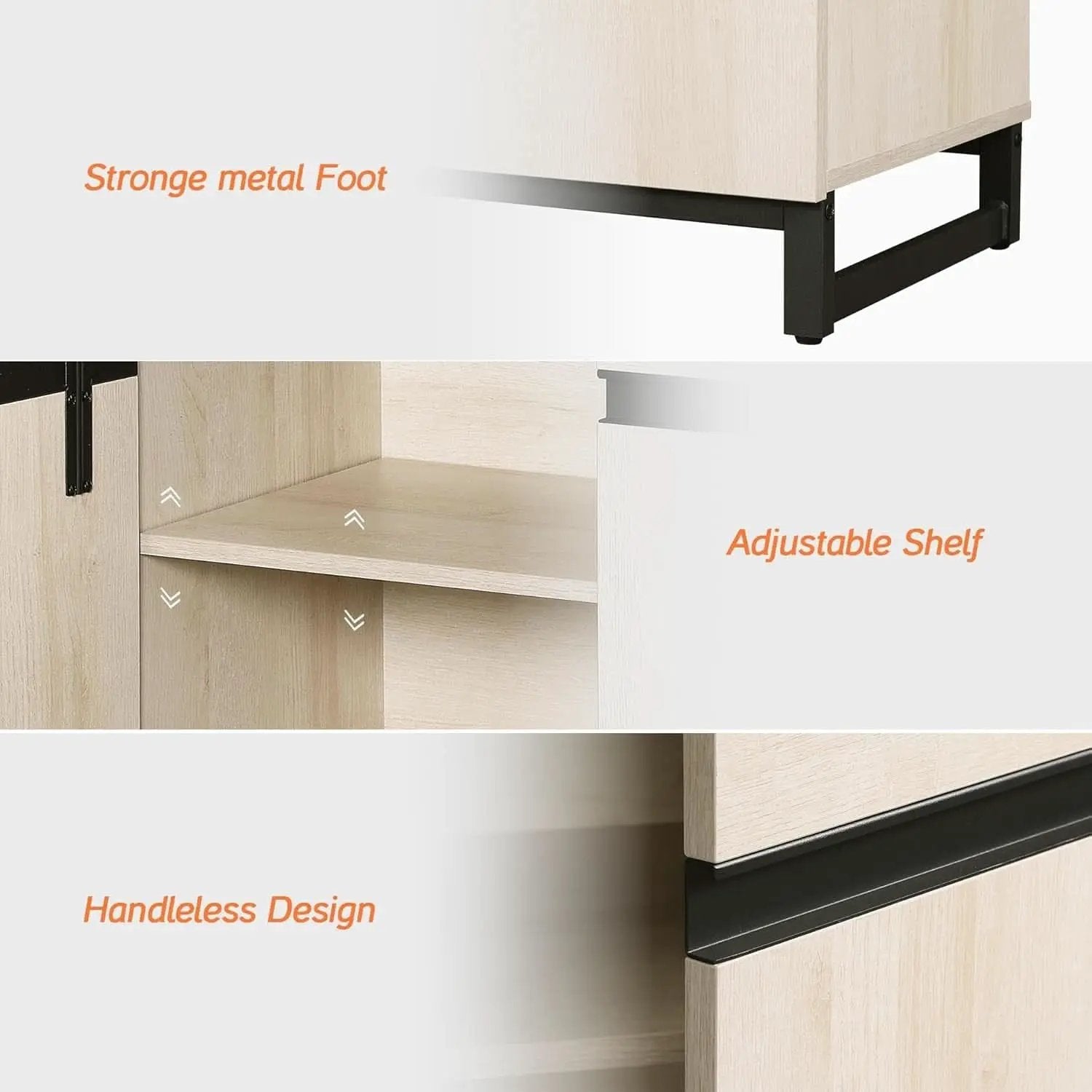 3 In 1 Multifunctional Sideboard Buffet Cabinet With Adjustable Shelves In Light Oak Finish For Living Room from PriceLows™