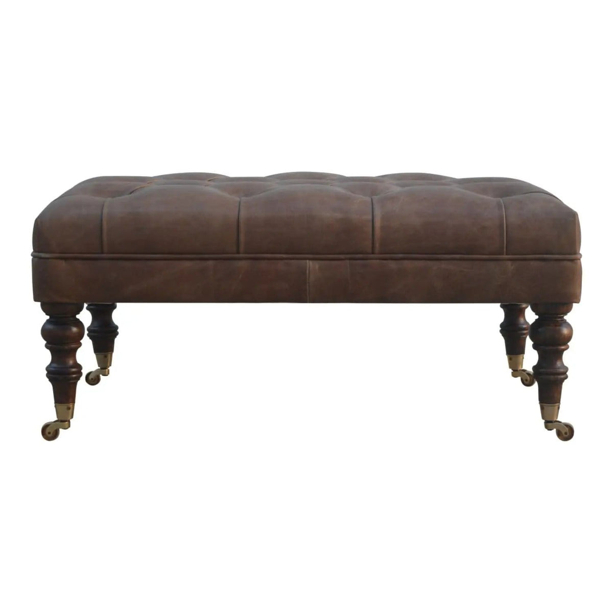 Buffalo Ottoman With Castor Legs | 7 Pieces | Mango Wood | Living Room