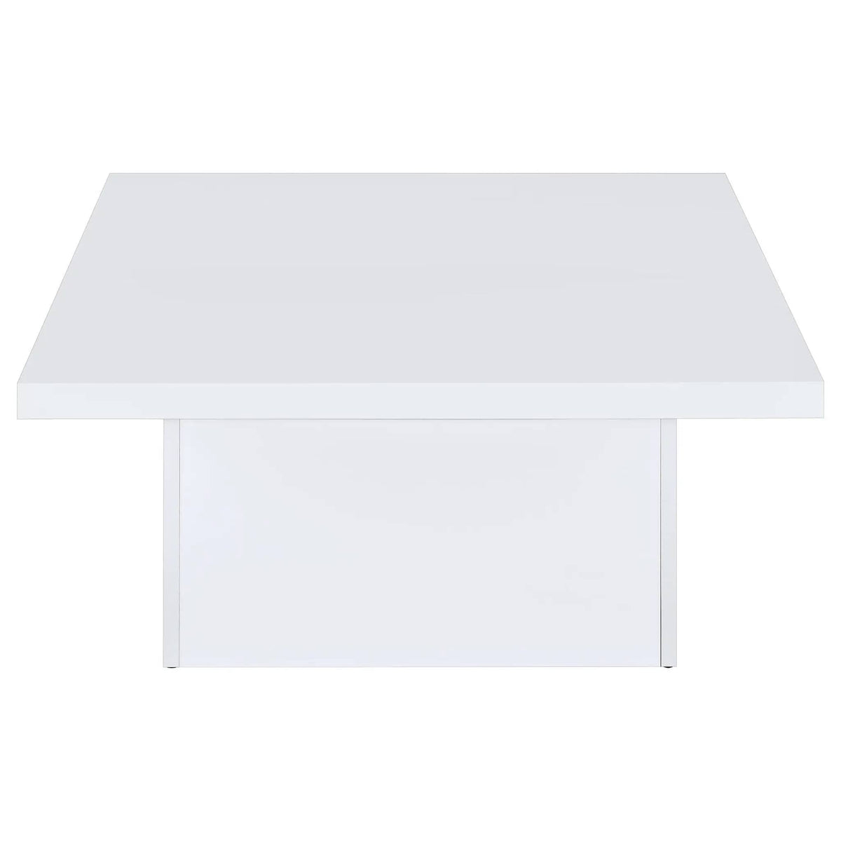 Devar Square Engineered Wood Coffee Table White High Gloss | 35.5 x 35.5 x 16.25 in | Engineered Wood | Living Room