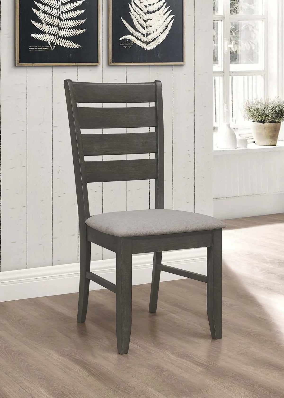 Dalila Wood Dining Side Chair Dark Grey (Set of 2) | 19.25 x 22.25 x 40.25 in | Rubberwood | Dining Room