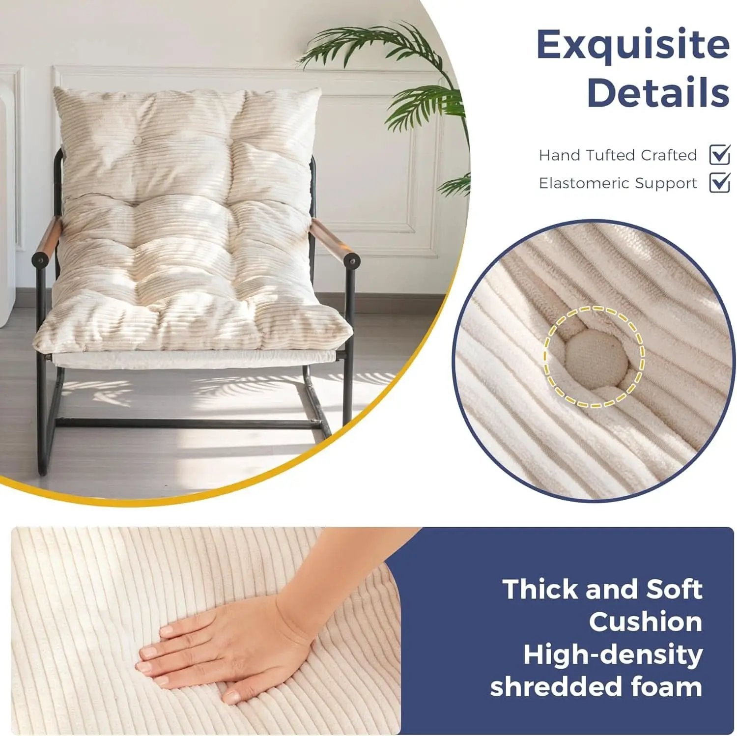Beige Upholstered Contemporary Accent Chair With Armrests from PriceLows™