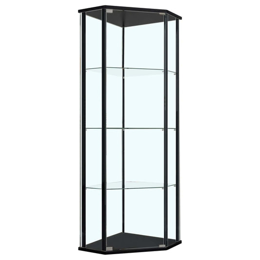 Zenobia 4-shelf Curio Cabinet Display Case | 20.75 x 20.75 x 63.75 in | Tempered Glass | Black