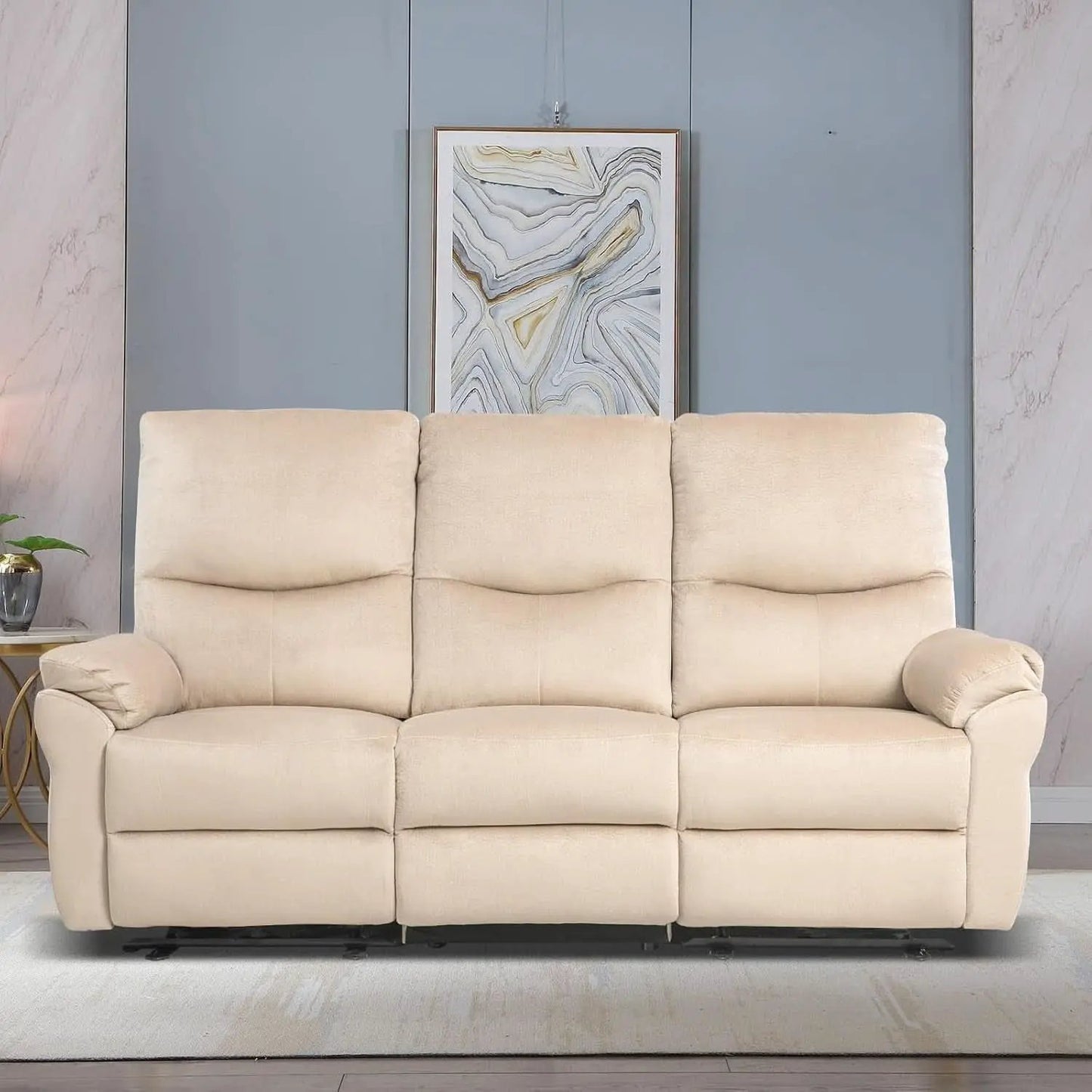 Beige Power Reclining Sofa For Living Room Comfort from PriceLows™