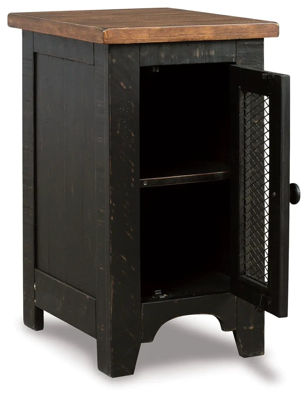 Valebeck Chair Side End Table | 14 x 17 x 25 in | Engineered Wood & Metal | Black / Brown