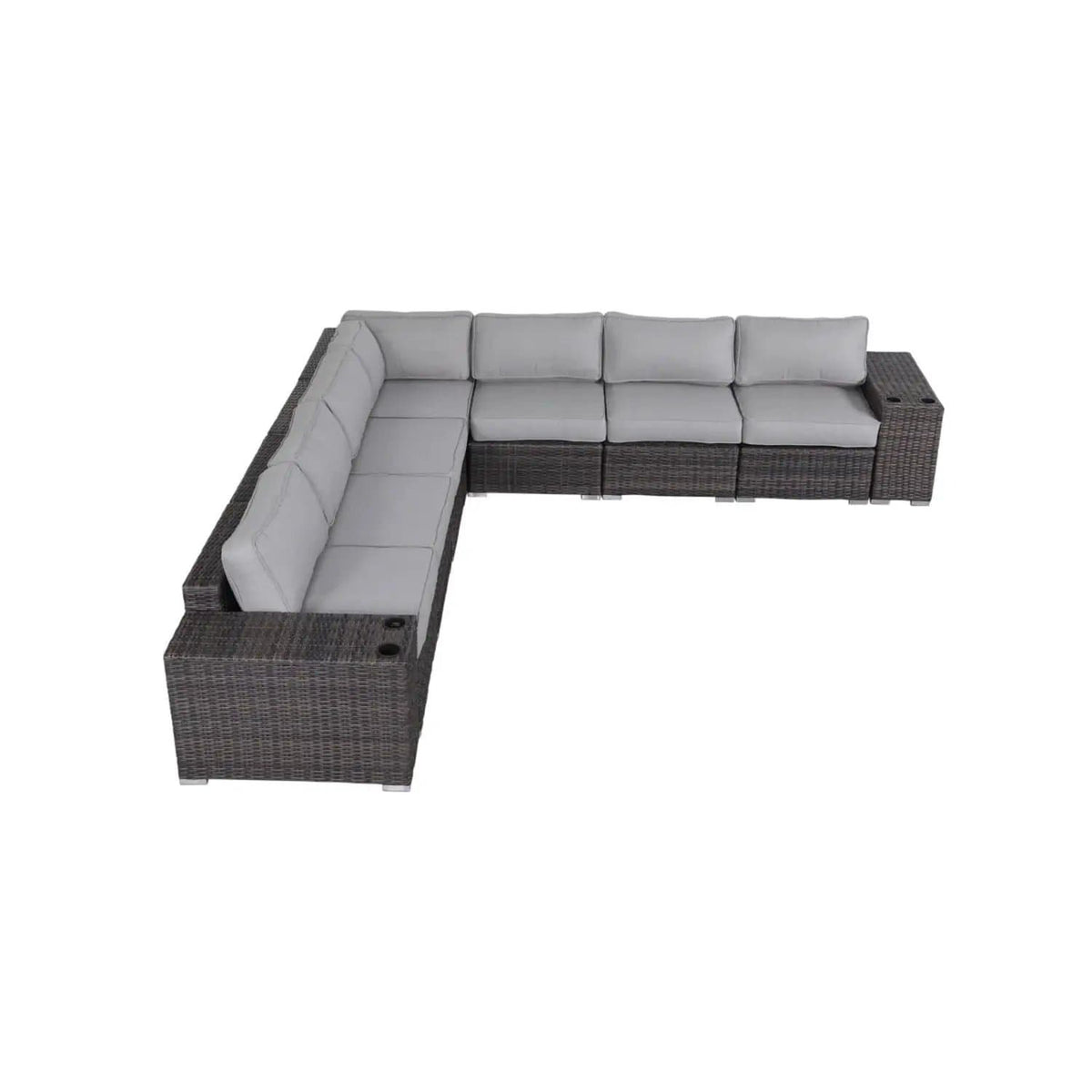 Modern Rattan Wicker Seating Group With Cushions Stationary Sectional | 102 x 102 x 26 in | Rattan & Wicker | Living Room