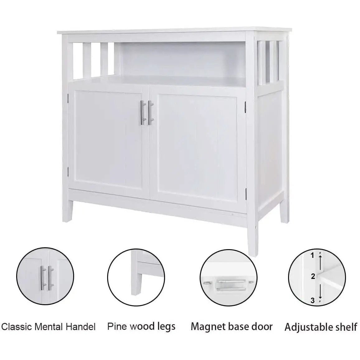 White Buffet Cabinet With 2 Doors And Adjustable Shelf from PriceLows™