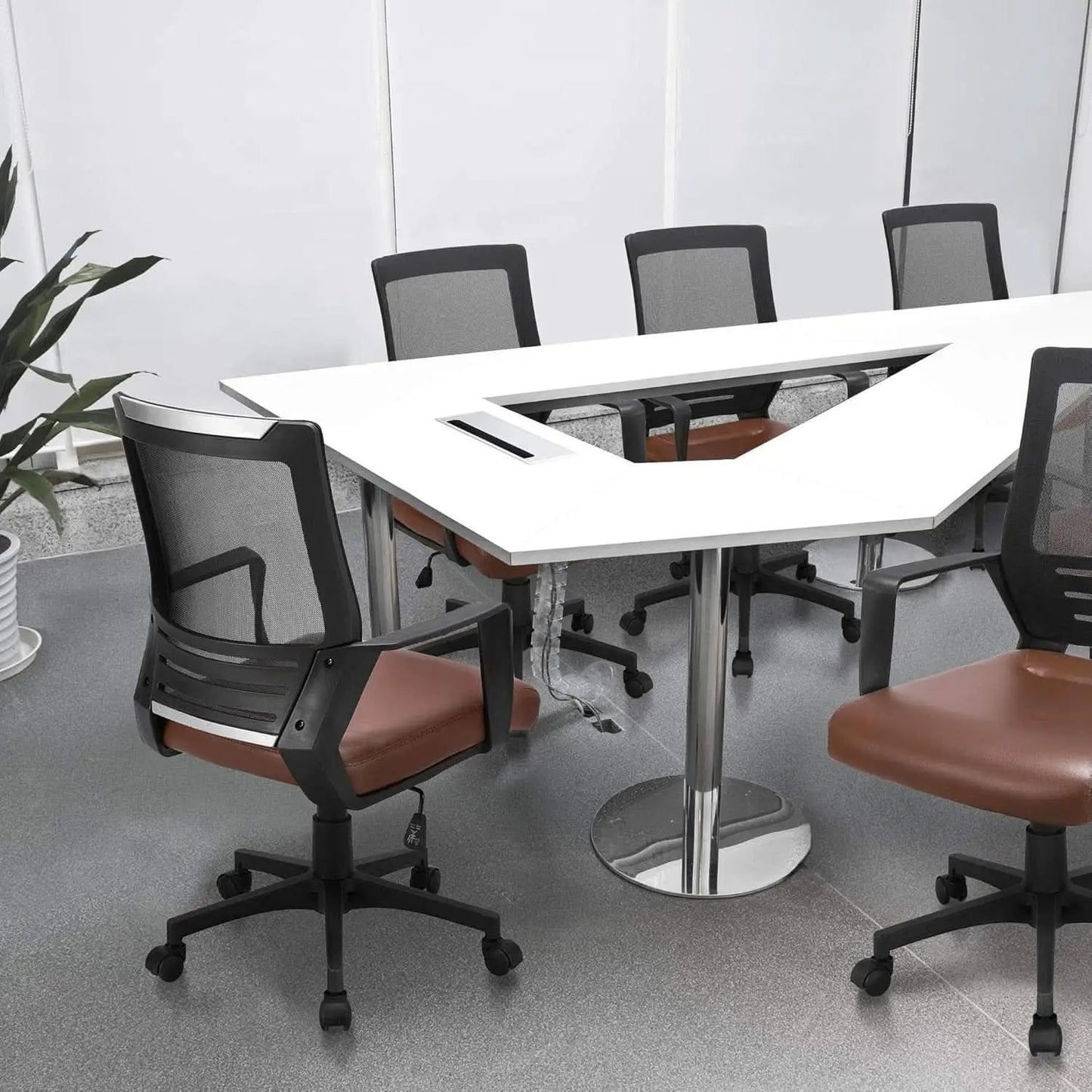 Ergonomic Leather Mesh Office Chair Lumbar Support Brown from PriceLows™