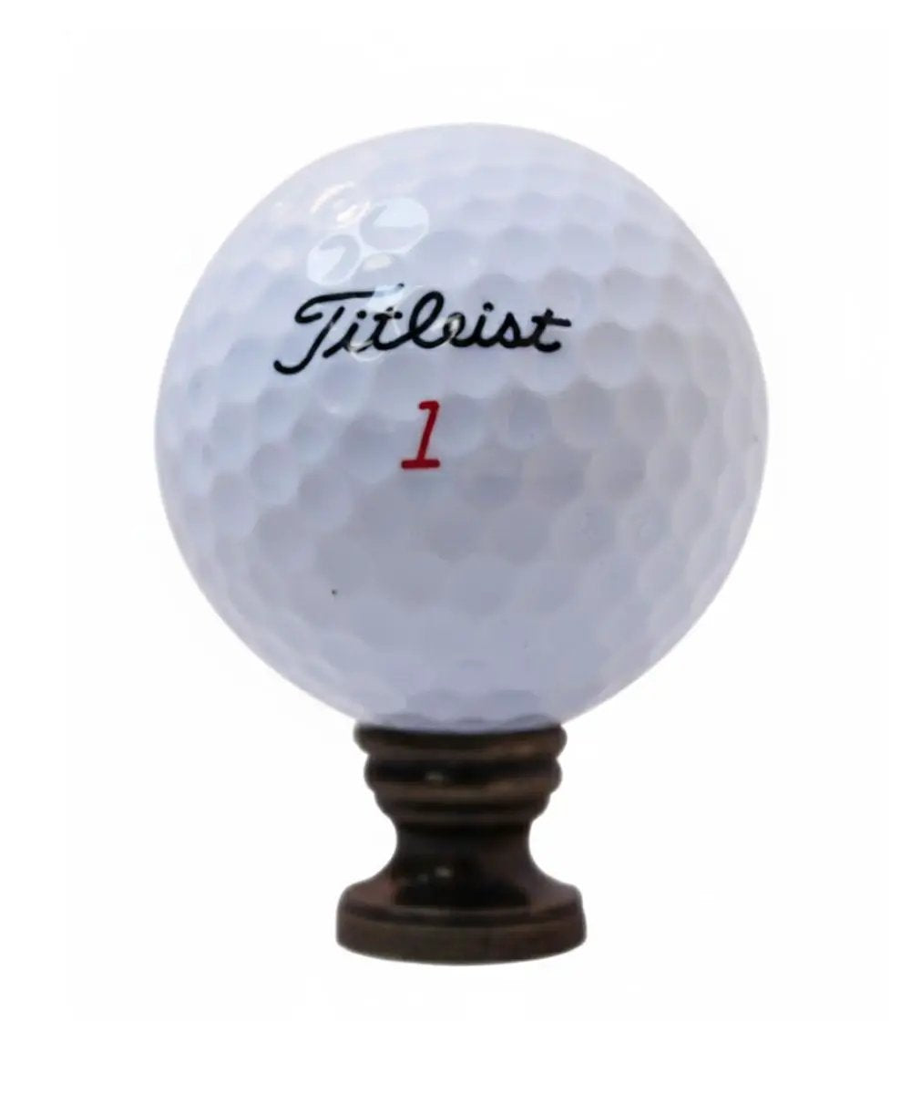 Golf Ball Lamp Finial | White Finish | 2.25 Inch Height | Decorative Accent