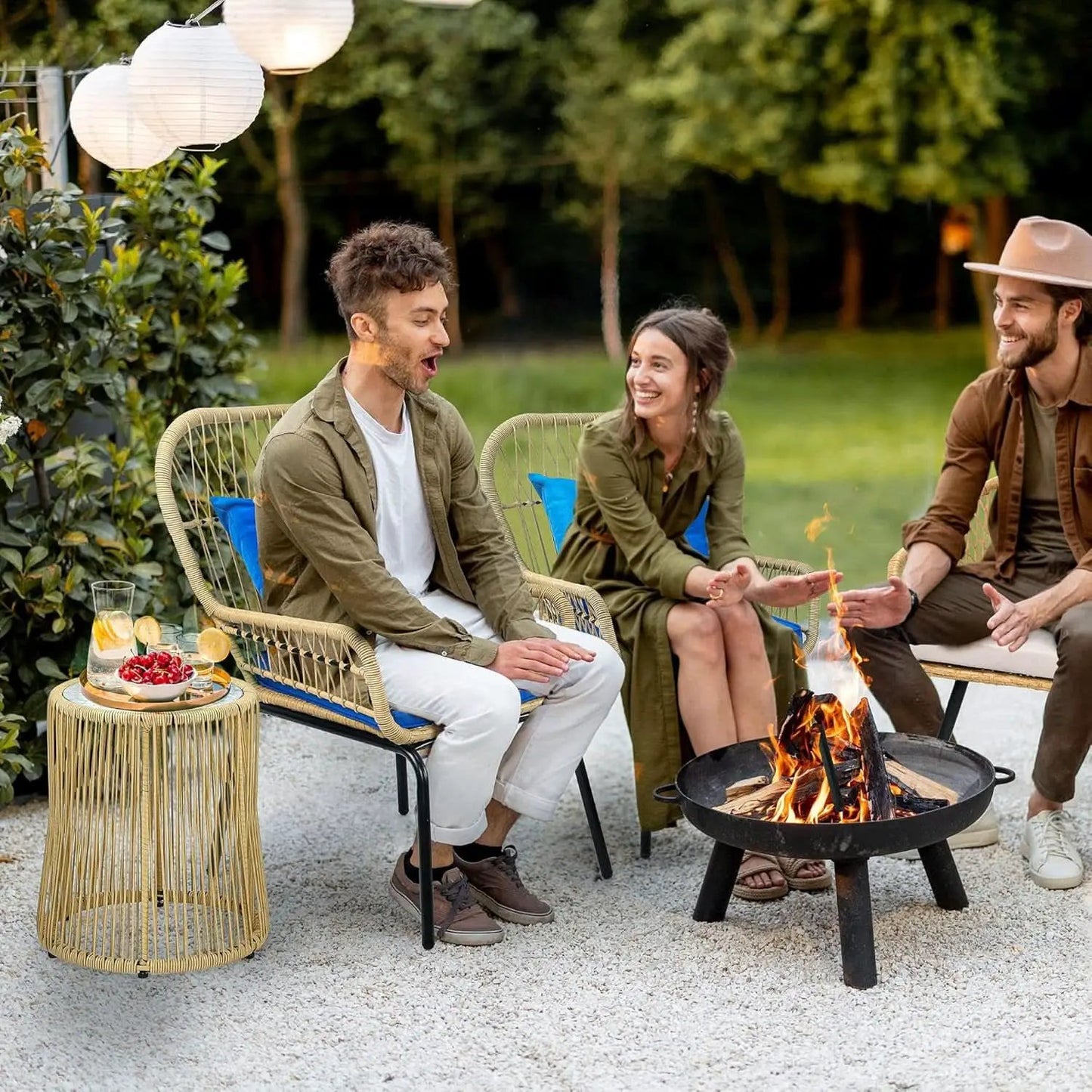 Outdoor Wicker Patio Bistro Set 3 Piece With Glass Table from PriceLows™