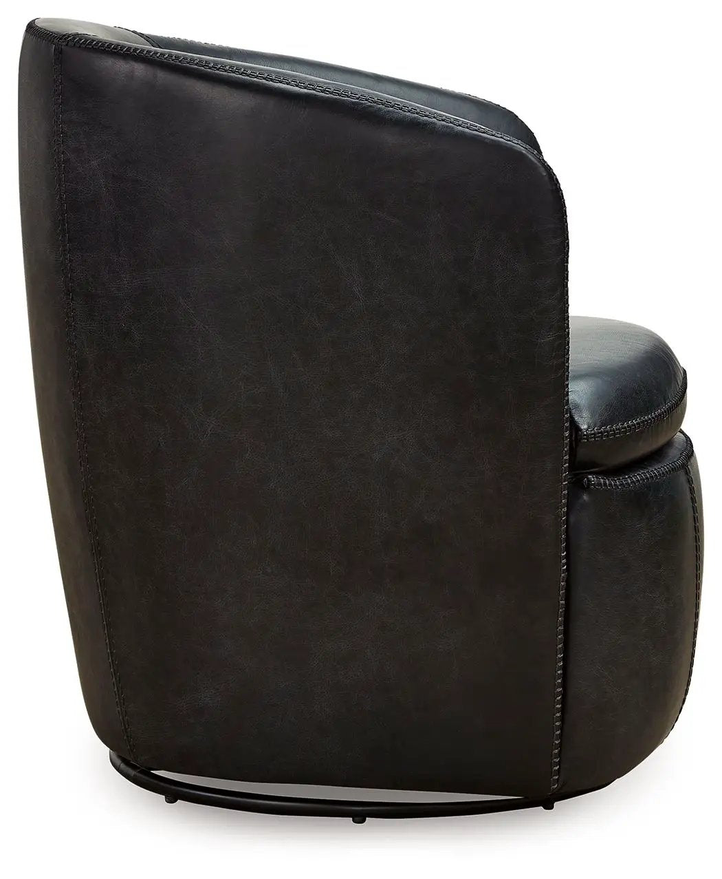 Kierreys Swivel Accent Chair | Supple Leather | Barrel Back | 31.63 Inch Height