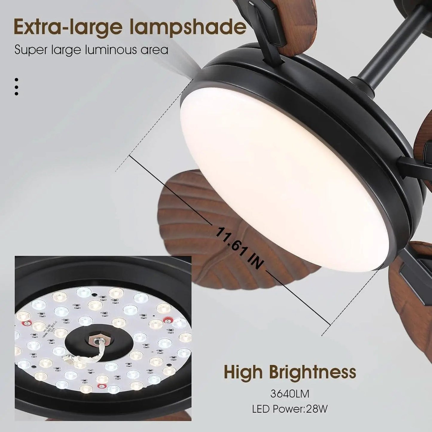52 Inch Outdoor Palm Leaf Ceiling Fan With Dimmable LED from PriceLows™