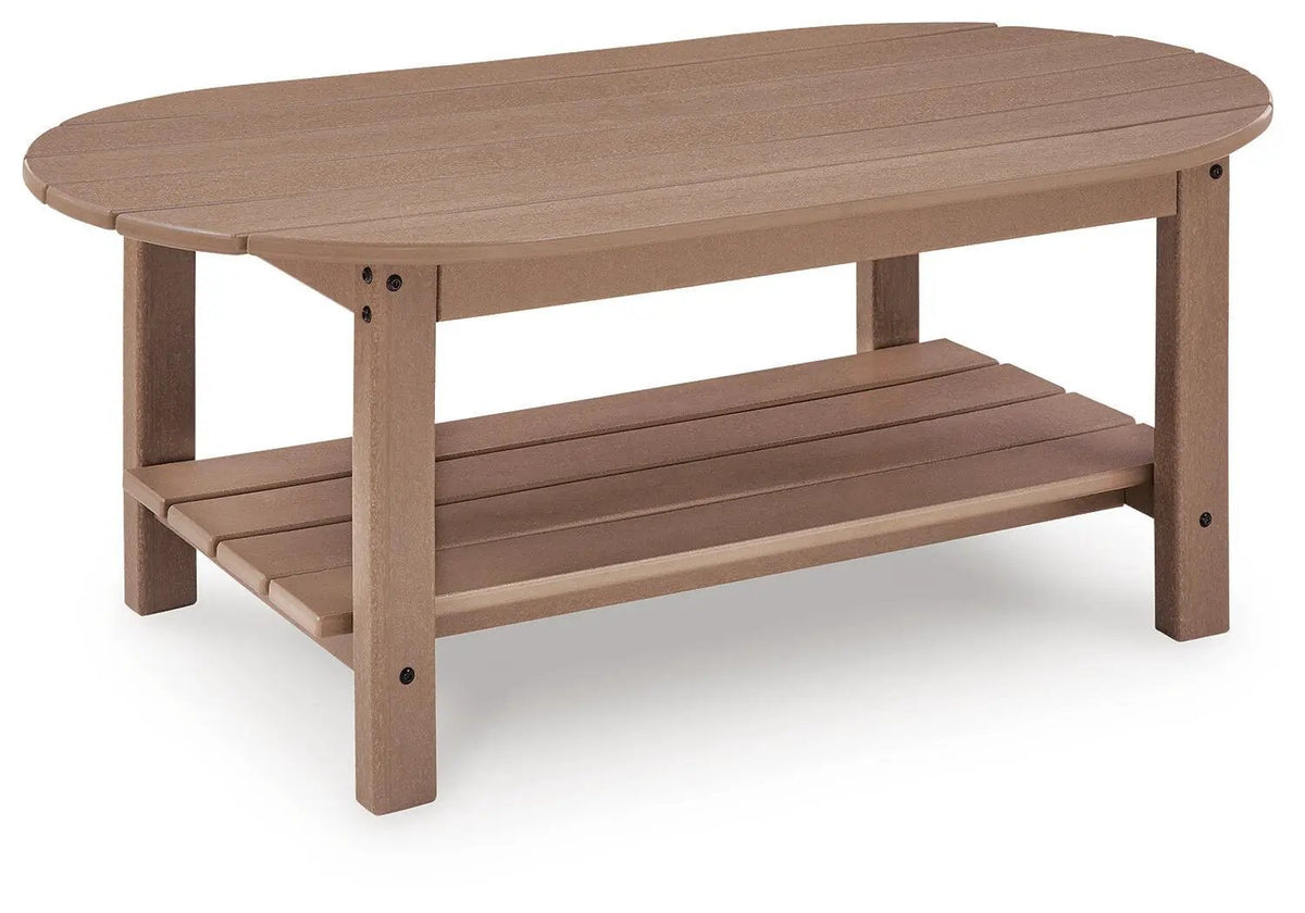 Grover Beach Oval Outdoor Table | Natural Neutral Style | 48 Inch Width | Patio Coffee Table