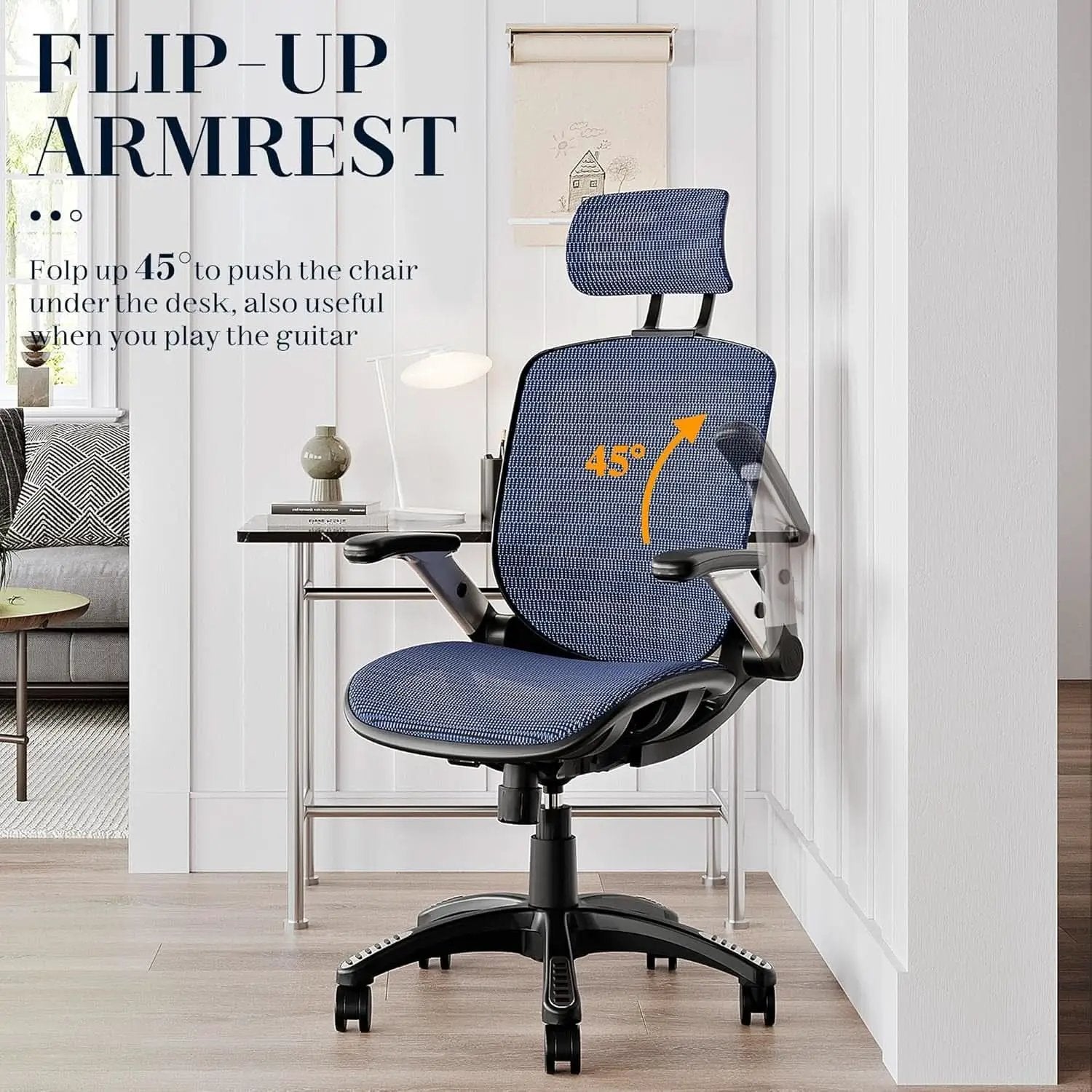 Blue Ergonomic Mesh Office Chair With Lumbar Support from PriceLows™
