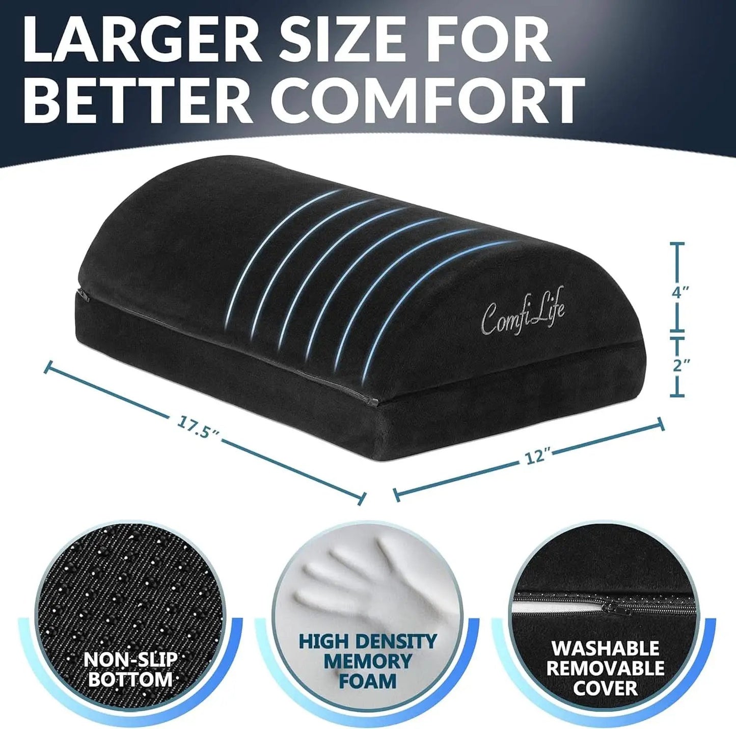 Ergonomic Under Desk Foot Rest Memory Foam Black Adjustable from PriceLows™