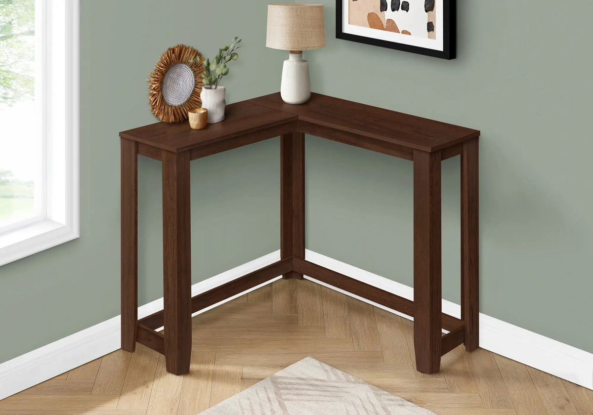 Corner Console Table | Cherry Finish | Two-Tier Design | 35.5 Inch Width