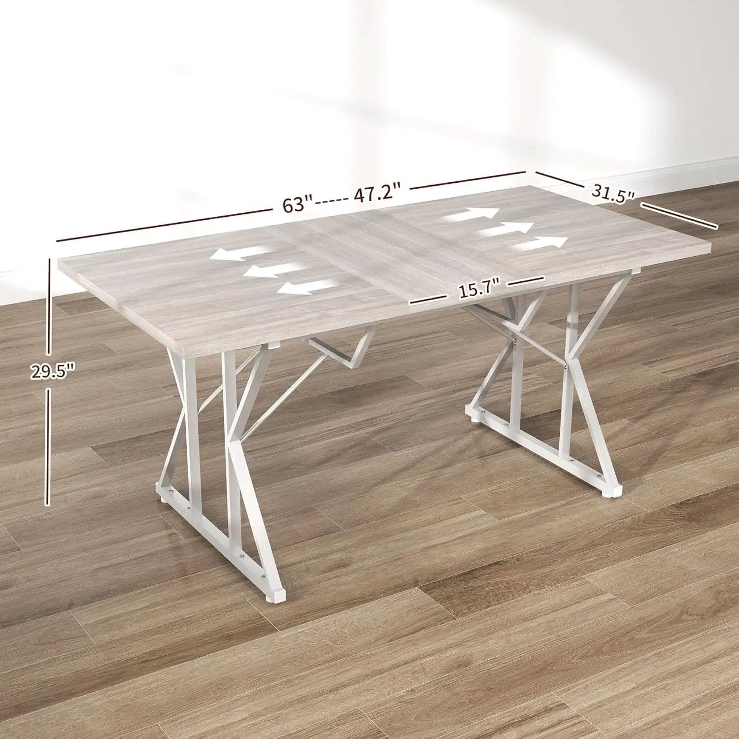 63 Inch Expandable Dining Table Distressed Gray Farmhouse from PriceLows™
