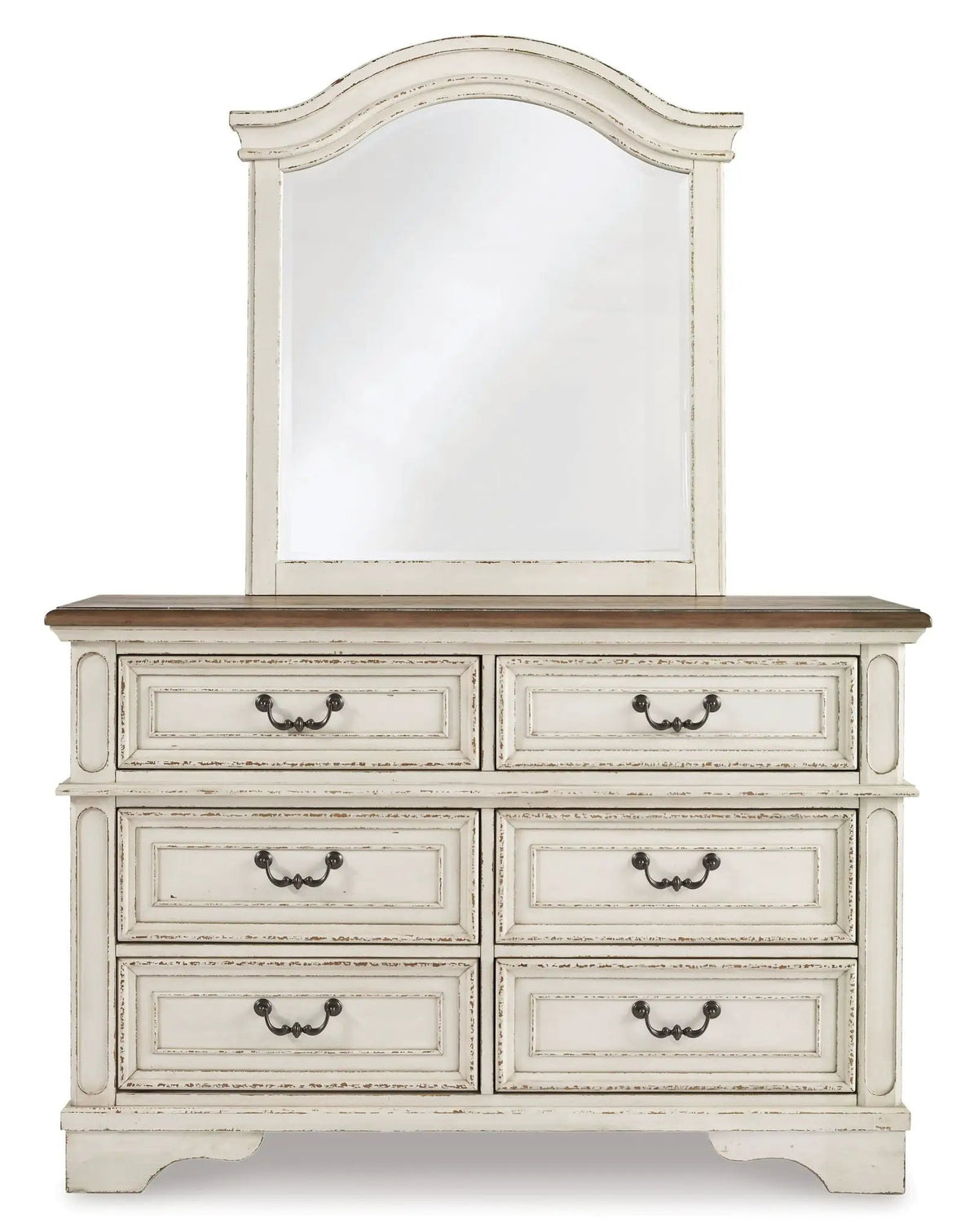 Realyn Dresser | Traditional Cottage Style | Antiqued Two-Tone Finish | Chipped White